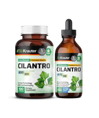 BIO KRAUTER Cilantro 100 Capsules & Cilantro Tincture 4 Fl. Oz.