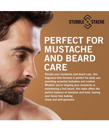 Stubble & Stache Men's Beard & Hair Balm - Shea Butter Jojoba & Argan Oil Leave-in Conditioner Fragrance Free - 3.4 fl oz - Best Mustache Wax for Grooming - Buy Online on GoSupps.com