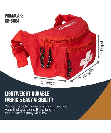 Primacare KB-8004 First Aid Fanny Pack | Empty Emergency Equipment Set | 3-Pocket Lifeguard Waist Travel Bag | Red | 8x2x6 - Buy Online on GoSupps.com