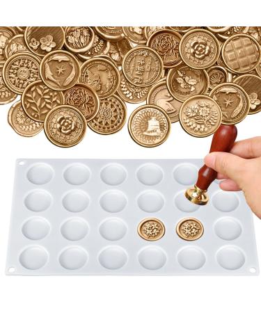Palksky Silicone Mat/Pad for Wax Seal Stamp  24-Cavity Wax Sealing Mat with Removable Sticky Dots for DIY Craft Adhesive Waxing