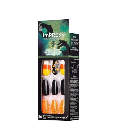 Buy Kiss imPRESS Halloween Press-On Manicure Nails - Black Wand Coffin Shape Medium Length 30 Fake Nails - Buy Online on GoSupps.com