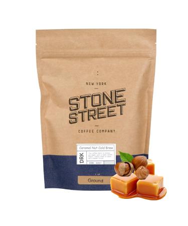 Stone Street Cold Brew Flavored Coffee, Natural Caramel Nut Flavor, Low Acid, 100% Colombian, Gourmet Coffee, Coarse Ground, Dark Roast, 1 LB