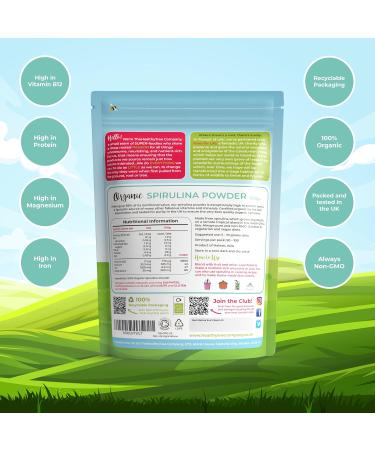 Certified Organic Spirulina Powder (500g) for Vegan Juices & Smoothies - High in Vitamin B12, Magnesium, Protein, Iron, & Calcium - by TheHealthyTree Company - Buy Online on GoSupps.com