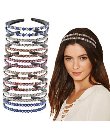 ZOCONE Wave Rhinestone Headbands  5pcs Plastic Tooth Comb Headbands  Crystal Hair Loop Non-slip Wavy Hairbands for Women Girls(C)