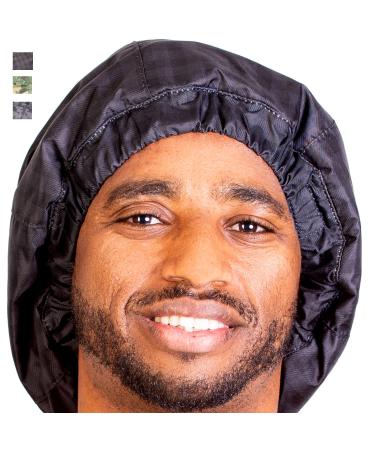 Large & Durable Shower Cap for Men (Special Design)   Great for Dreadlocks  Long Hair  Braids  Curly Hair  Afro. Reusable  Waterproof  Good For 1000+ Showers. Terry-Lined  Microfiber  Anti-Frizz Cloth Inside. Black Plaid