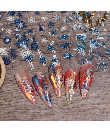 8 Sheets Christmas Nail Art Stickers Decals Self-Adhesive Laser Blue White Winter Snowflakes Nail Supplies Nail Art Design Decoration Accessories - Buy Online on GoSupps.com