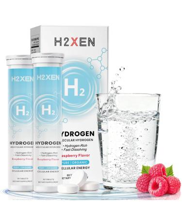 Molecular Hydrogen Tablets with Magnesium - 8 PPM Hydrogen Water Tablets for Drinking Water - Rich in Antioxidants, Supports Healthy Aging, Cellular Energy & Brain Health (60 Counts, Raspberry)