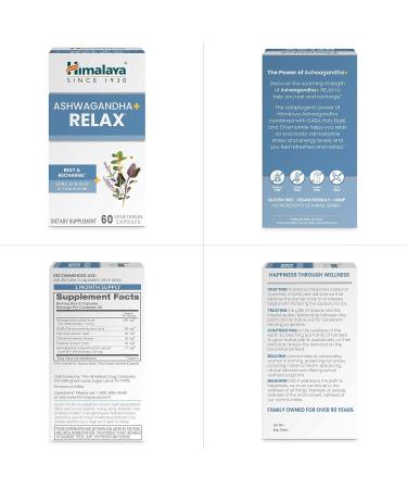 Himalaya Ashwagandha+ Relax with GABA Holy Basil & Chamomile for Reset Relaxation & Stress Relief Vegan Gluten Free 540 mg 60 Vegetarian Capsules 1 Month Supply - Buy Online on GoSupps.com