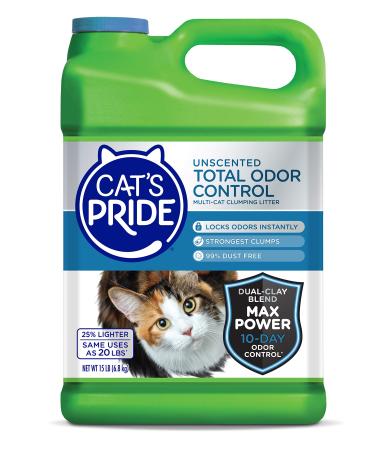 Cat's Pride Max Power Clumping Multi-Cat Litter 15 Pounds Total Odor Control Unscented
