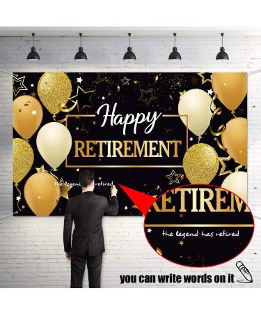 Extra Large Black and Gold Retirement Party Banner | 70.8 x 43.3 Inch Fabric Backdrop Decor with Rope | Perfect Retirement Party Decorations - Buy Online on GoSupps.com