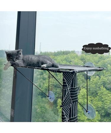 Cat Hammock Window Seat - Lower Support Safety Iron Perch for Indoor Cats - Enjoy 360 Sunbathing - Black Diamond Design - Buy Online on GoSupps.com