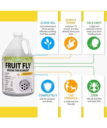 Harris Fruit Fly Drain Treatment Gel - Indoor 128oz Fruit Fly Killer - Buy Online on GoSupps.com