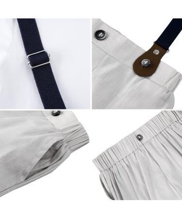 Mint Green Baby Boy Outfit Set - 4pcs Gentleman Wedding Suit with Long Sleeves Shirts, Trousers, Suspenders & Bowtie - 12-18 Months (White/Grey) - Buy Online on GoSupps.com
