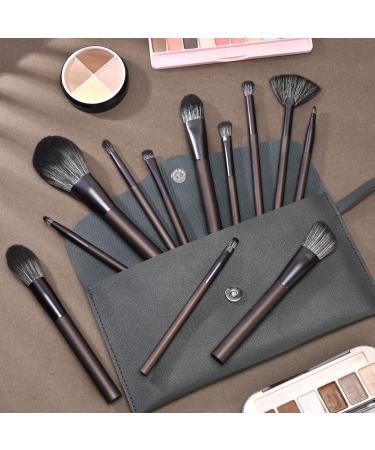 DUAIU Makeup Brushes 12pcs Makeup Brush Set Travel Make Up Brushes with Carry Case Foundation Blending Powder Blush Make-up Brush Kits Gift for Women Birthday Xmas Brown (with Case) - Buy Online on GoSupps.com