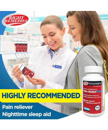 Extra Strength Pain Relief PM & Nighttime Sleep Aid - 300 Caplets | Acetaminophen 500mg & Diphenhydramine 25mg | Non-Habit Forming Compare to Tylenol PM - Buy Online on GoSupps.com