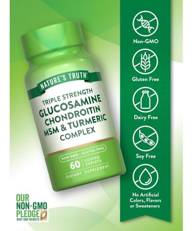 Nature's Truth Glucosamine Chondroitin MSM Complex | 60 Caplets | with Turmeric | Triple Strength Formula | Non-GMO and Gluten Free Supplement - Buy Online on GoSupps.com