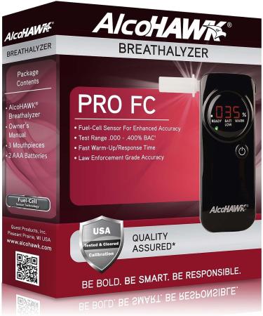 AlcoHAWK PRO FC Breathalyzer - Professional-Grade Alcohol Tester with Fuel Cell Technology | 3-Digit Readout and Enhanced Accuracy | Portable BAC Breathalyzer - Buy Online on GoSupps.com