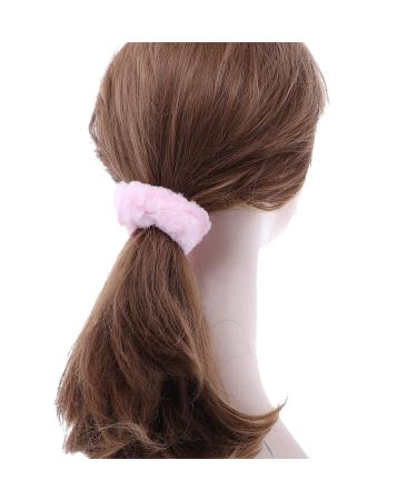Furry Pony Holder Set - 2 Light Pink Fuzzy Fur Scrunchies - Buy Online on GoSupps.com