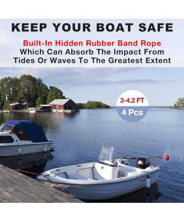4 Pack Bungee Boat Dock Line 3FT with Stainless Steel Clip - Red&Black | Mooring Rope for Boats, Kayak, Jet Ski, Pontoon, Canoe, Power Boat - Docking Lines PWC Dockline - WaveRunner Accessories - Buy Online on GoSupps.com
