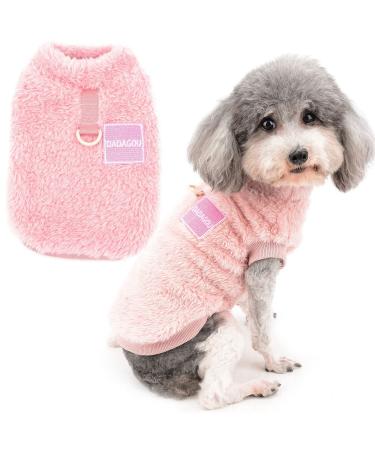 Zunea fleec winter jacket for small dogs warm winter coat sweater sweater soft fuzzy puppy clothing with D-ring for dishes cold weather pet clothing for chihuahua cats pink xxl rose