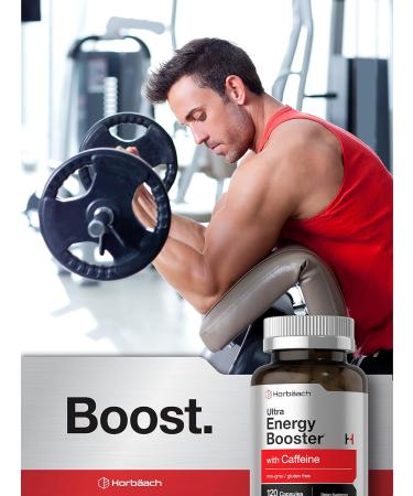 Horb ach Ultra Energy Supplement - 120 Non-GMO Gluten Free Capsules with Caffeine & Vitamin B12 | Daily Energy Booster - Buy Online on GoSupps.com