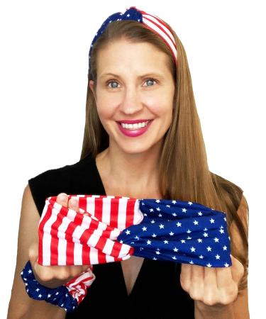 Shimmer Anna Shine Patriotic American Flag Twist Headband | USA Flag Headband - Buy Online on GoSupps.com