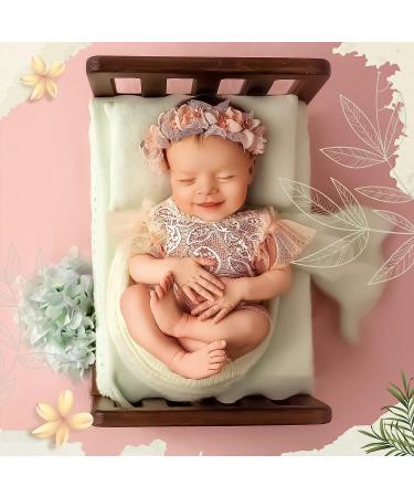 M&G House Brown Wooden Newborn Photography Prop Bed | Vintage Baby Photo Shoot Accessory - Buy Online on GoSupps.com
