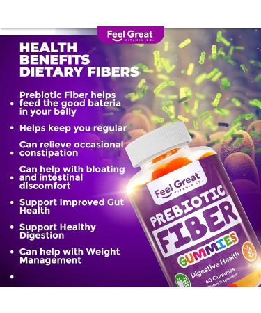 Feel Great Vitamin Co Prebiotic Fiber Gummies (60 Gummies) - Digestive Health and Immunity Support - Buy Online on GoSupps.com