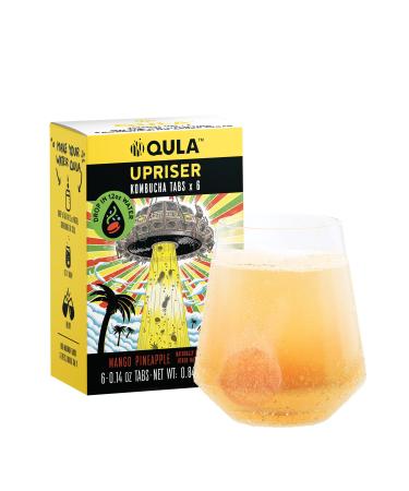 QULA Kombucha Drink Tabs (Upriser MANGO PINEAPPLE flavor) Transform water into delicious KOMBUCHA with probiotics, no added sugar, under 5 calories, KETO Water Enhancer (6 drinks)  Upriser 6 Count (Pack of 1)