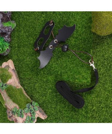 Adjustable Lizard Traction Rope & Leather Wings Leash - 3 Piece Pet Climbing Belt - Cool Black Training Accessory - Buy Online on GoSupps.com