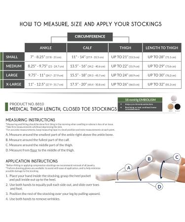 Truform Surgical Stockings - 18 mmHg Compression Thigh High for Men & Women Closed Toe Black - Large (Pack of 2 - Buy Online on GoSupps.com
