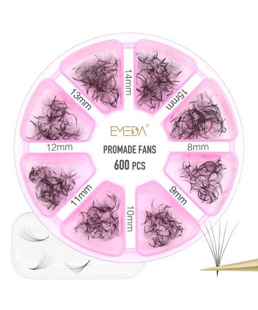 Premade Fans Eyelash Extensions 600 pcs Pointy Thin Base Promade Loose Fans Stable D Curl 8-15mm Mix Lengths Pre Made Volume Lashes with Reusable Silicone Pad by EMEDA (6D 0.07 D 8-15mm) 600 pcs 6D-0.07-D-8-15mm loose fa... - Buy Online on GoSupps.com