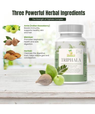 Modern Ayurvedic Centre Triphala Capsules 120 for Digestive Support, Immune Boost & Antioxidant Benefits 100% Herbal Blend of Amla, Haritaki & Bibhitaki Promotes Gut Health (120 Capsule) - Buy Online on GoSupps.com