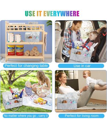 GINSER Baby Diaper Caddy Organizer - Nursery Essentials for Changing Table & Car | Baby Shower Gift Registry | Gray - Buy Online on GoSupps.com