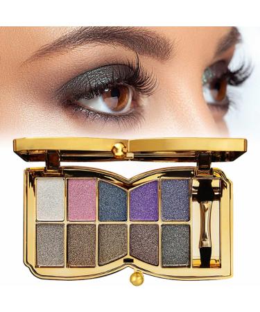 10 Colors Sparkle Shimmer Eyeshadow Palette Gold Eyeshadow Shimmer Makeup Palette Highly Pigmented Long Lasting Makeup Set Eye Shadow Palette Makeup 02