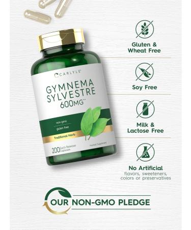 Carlyle Gymnema Sylvestre Capsules | 200 Count | Non-GMO and Gluten Free Supplement - Buy Online on GoSupps.com