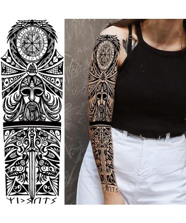 Tribal Totem Temporary Tattoo Sleeve Set for Men and Women - Full Arm and Half Leg Fake Tattoo Sticker Pack - Polynesian and Hawaiian Design - Buy Online on GoSupps.com