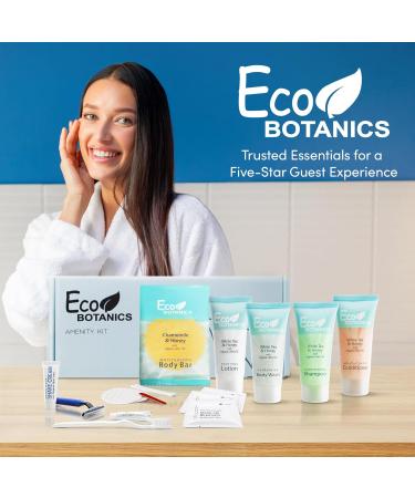 Eco Botanics Amenity & Accessory Kit | 0.85 oz Travel Size Shampoo Conditioner Lotion Body Wash Body Bar Cleansing Bar Shave & Dental Sets Make-Up Remover Wipes & Vanity Kit | 1 set per case 5 PIECES (BOXED) - Buy Online on GoSupps.com