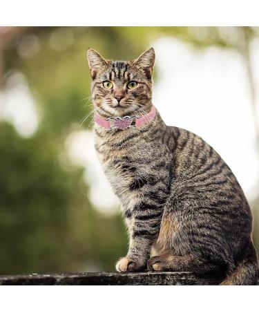 Shop Cobee Bling Heart Cat Neck Band - Adjustable Rhinestone Pet Collar with Bell for Small Cats & Dogs - Pink/Black - Buy Online on GoSupps.com