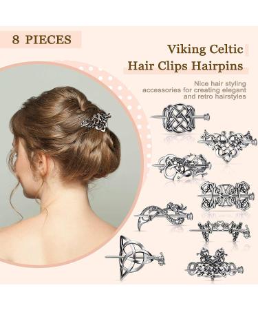 8 Pcs Viking Celtic Hair Clips - Retro Silver Hairpins for Women - Celtic Hair Accessories Gift Set - Buy Online on GoSupps.com