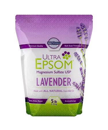 SaltWorks Ultra Epsom Lavender Scented Premium Epsom Bath Salt 5 Pound Resealable Bag