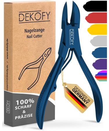 Decofy nail tongs stainless steel 11.5 cm - extra sharp nail scissors with precise cut - footnail scissors for thick nails - foot care nail care pedicure nail clipper toenails nail cutters blue blue -11.5cm