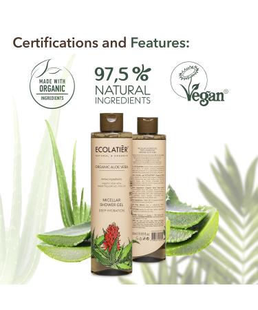 Micellar Shower Gel Deep Hydration with Organic Aloe Vera | 97.5% Natural Vegan Body Wash for Sensitive Skin | 11.8 Fl Oz - Buy Online on GoSupps.com