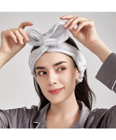 Shop Dofash 2pcs Cute Rabbit Ear Shower & Makeup Headbands for Women - Spa Hair Bands in White & Gray - Buy Online on GoSupps.com