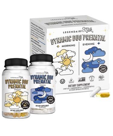 Legendairy Milk Dynamic Duo Prenatal 2-in-1 Prenatal Vitamins for Women - Morning & Night Prenatal Vitamins with DHA and Methylated Folate - 25 Vitamins & Minerals for Every Stage, 30 Day Supply