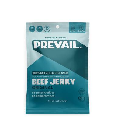 PREVAIL - Grass Fed Beef Jerky Snack Packs | Bulk Beef Jerky | Low Sodium, Keto friendly, Paleo Certified | Soy & Gluten-Free | Original Beef 12g Protein Per Servings | Pack of 3 Original Beef Jerky 3 Pack (2.25oz each b