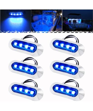 PSEQT 3.8'' Waterproof Boat Marine LED Lights Courtesy Interior Deck Light Navigation Transom Stern Cabin Lighting for Pontoon Fishing Boat Kayak Sailboat Bass Boat Vessel 12V 24V (Blue 6Pcs) 6PCS Blue