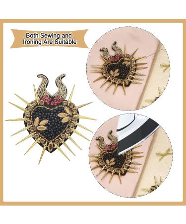 CHGCRAFT 2 Pcs Embroidery Beaded Rhinestone Heart Patches - Punk Style Sew on Patches for Clothing Repair - Gold Sequin Paillette - Buy Online on GoSupps.com