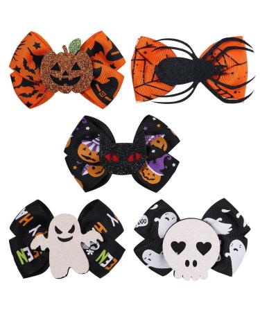 emlovosy Unique Halloween Hair Clip Design 2/6pcs Exquisite Workmanship Bow Clips for Girls Women with Spider Six-piece set