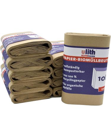 UlithClean Organic Compost Bags | Waterproof Paper Waste Bags | 10L | 100 Pack - Eco-Friendly Solution for Sustainable Living - Buy Online on GoSupps.com